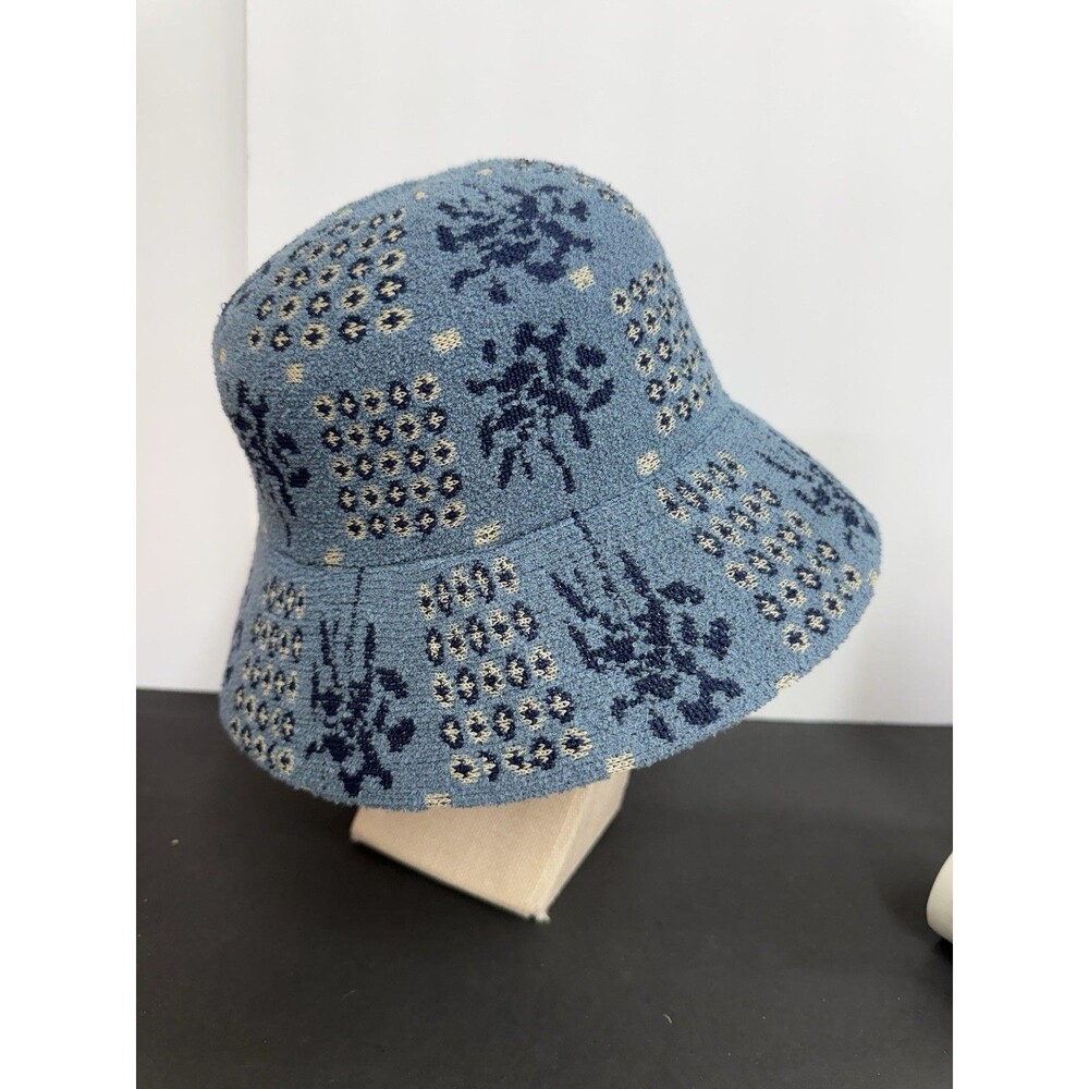 Kangol Retro Quaint Audrey Bucket Hat Blue Terry Cloth Floral Small NW